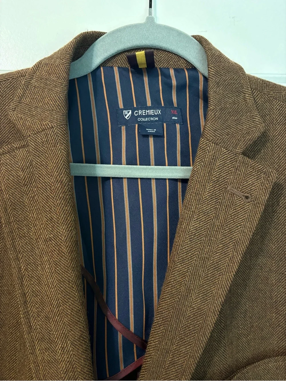 Cremieux Collection Men’s Brown Herringbone 100% Wool Tweed Blazer XXL
